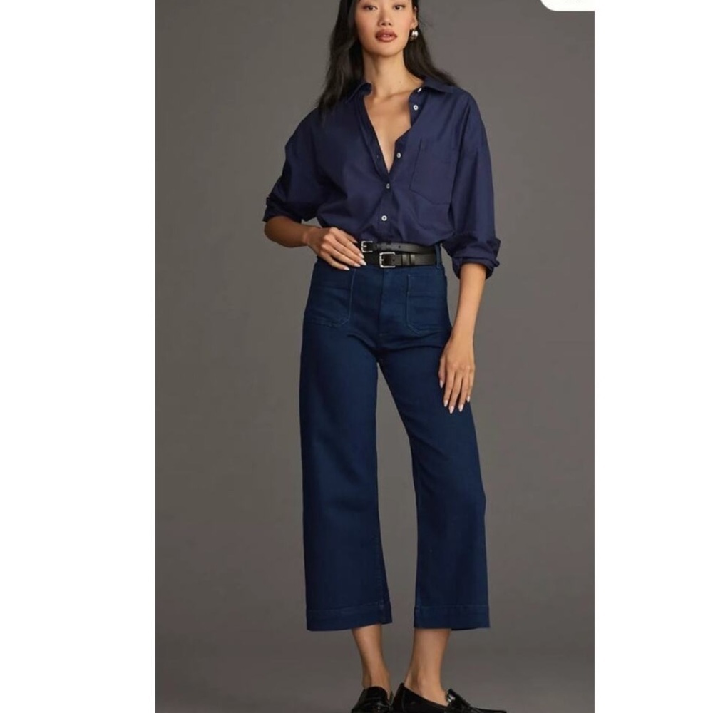 Anthropologie x Maeve Colette Crop Wide-Leg Jeans Size 26 NWT